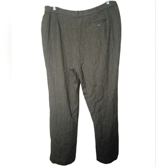 Lauren Ralph Lauren 100% Wool Herringbone Lined Trousers Pockets Size 20W - Picture 2 of 9